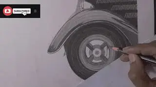 Vintage Car drawing using graphite and charcoal pencil