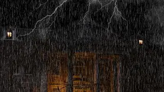 Sleep Sounds Heavy Rain and Thunder on Hidden House At Night - #cozythunderrain