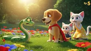 Ep 5: Puppy Saves Mama Cat From Snake 🐍 Hero Dog 🦸&zwj;♂️ Mama Cat Shocked 😯