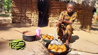 Authentic Village Cooking: Ultra-Crispy Golden Samosas with Organic Village Veggies &Creamy Porridge