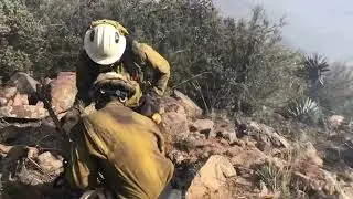 Mesa Hotshots building direct fire line in Div T
