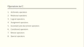 Operators in C- Part 1: Arithmetic, Relational and Logical Operators | Malayalam tutorial