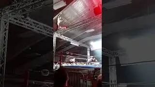 Impact wrestling star Madman Fulton insane leap onto Peter B. UPW wrestling. 4/22/23