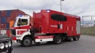Norwegian fire truck escorting fire truck convoy from Austria