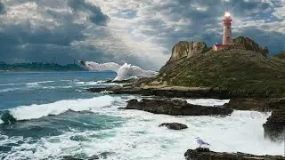 Ocean Tranquility: A Relaxing Journey with Soothing Waves and Gentle Sunlight 🏝🏞🌞🏖🕊️😊