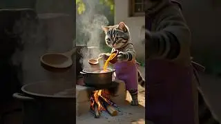 Human-Like Cat&rsquo;s Daily Cooking & Eating Story 🐱🍚 #CatStory #CatShorts