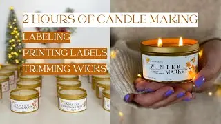 WATCH ME LABEL 20 GOLD TIN CANDLES BY HAND ✨ 2 HOURS OF WINTER CANDLE MAKING ASMR | SMALL BUSINESS