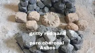 ASMR:Pure charcoal ,Ashes,red sand chunks crumbling on floor/satisfying / dust play