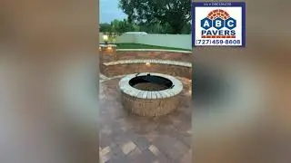 ABC pavers Custom patio brick Pavers firepit columns bench