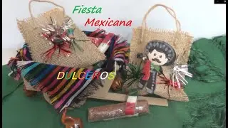 Bolsas de yute para dulceros o recuerdos Fiesta mexicana
