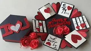 Valentines Day Explosion Box || Hexagonal Explosion Box Tutorial|| Best Valentines Gift ||