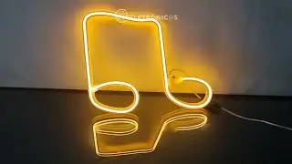 Nota Musical Arma&ccedil;&atilde;o LED Neon Amarelo 127V luminoso Para ecora&ccedil;&atilde;o 801704