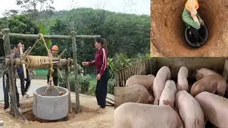 Digging wells and installing well frames to provide clean water for pig farming. ( Ep 409 )