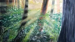 Sunlit Forest Painting - Sunrays Time lapse Painting forest painting acrylic painting