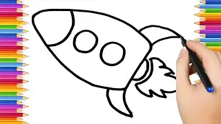 How To Draw cute  rocket Drawing, Painting & Coloring For Kids and Toddlers_ Child Art 🐋🌈🎨