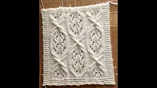 COMMENT TRICOTER UN PLAID, COUVERTURE DE 35 CARRES :  Carré N° 32 partie 3 (Tricot-Crochet-Couture)