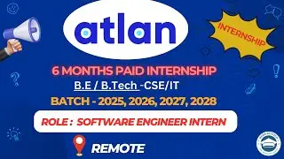 Atlan Hiring || Software Engineer Intern || 2025 2026 2027 2028 || Remote