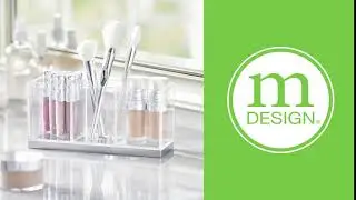 mDesign Plastic Makeup Organizer Storage Caddy Bin with 3 Sections