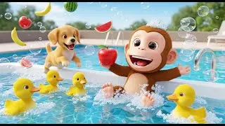 Monkey Baby Bum Bum Bath & Pool Fun 🐒🐶🦆  Cute Fruit & Duckling Adventures Compilation
