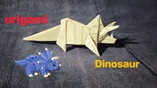 Origami paper triceratops dinosaur making 🦖//crafting origami animals #craft #triceratops #dinosaur 