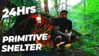 24 HOURS IN A LOW PROFILE PRIMITIVE SURVIVAL SHELTER (HEAVY STORMS)