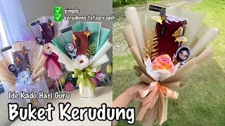 Ide Kado Hari Guru | Cara Bikin Buket Kerudung Simple Rapih
