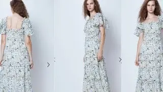 COVER STORY White Floral Printed Flutter Sleeves Smocked Cotton Fit & Flare Midi Dress