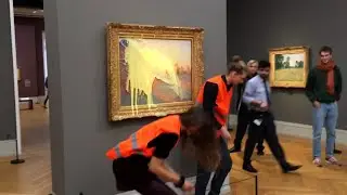 Climate activists throw mashed potatoes on $111 million Monet painting