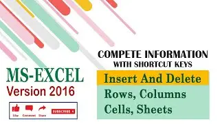 #excel  Learn Insert, Delete Row and Column with ShortCut keys in excel specially for Beginner