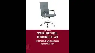 Scaun directorial OFF 319, ergonomic, piele ecologica, mecanism balans, baza cromata, 110 kg