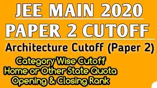 JEE Main 2020 Paper 2 Cutoff 2020