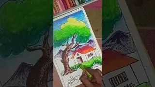 nature drawing with colour # part 2# easy colouring🎨 Amol arts