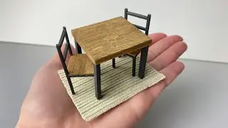 DIY Dolls House Table and Chairs made with popsicle sticks &hearts;️ Miniature Wooden Table and Chairs