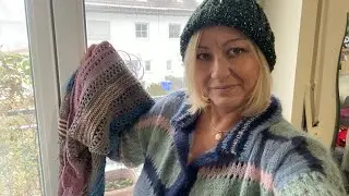 ЧЕТЫРЕ ГОТОВЫХ работы - два свитера, платок, шапка, процессы на спицах январь 2026