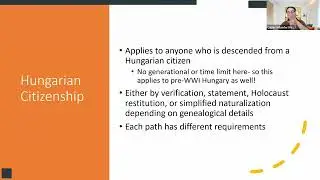 JewishGen Talk: Restoring Roots - A Practical Discussion of Heritage Citizenship