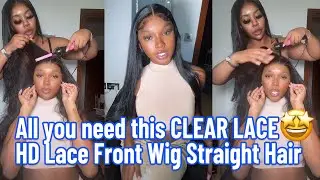 All you need this CLEAR LACE 🤭| HD Lace Front Wig Straight Hair