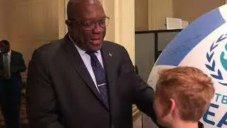 10-year-old  football for peace envoy Braydon Bent interviews PM Harris
