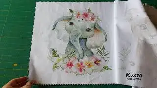 Fabric quilting panels set#1 with cute safari animals pattern - 4 panels.