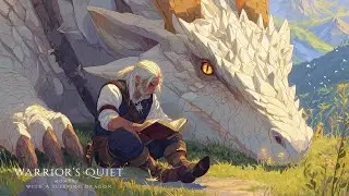 Peaceful Medieval Fantasy | A Warrior’s Quiet Moment with a Sleeping Dragon