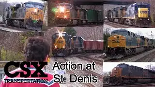 [720p] Six CSX Trains at St. Denis with Other Railfanners