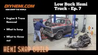 DIYHEMI Low Buck Hemi Truck - Ep. 7 - Removing the old D150 powertrain and prep for Hemi engine swap