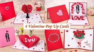 4 Easy DIY Valentine Pop Up Cards ❤️ | Simple 3D Heart Cards | DG Handmade