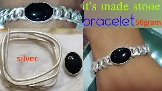 how to making silver🦜 Cuban  bracelet  make silver stone bracelet/jewellery making/chandi  bracelet