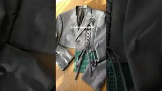 Upcycled a preloved men&rsquo;s jacket into a cropped blazer. #repurposing #upcycled #shorts #thriftflip