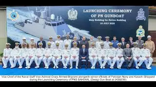 LAUNCHING CEREMONY &ndash; PNS SAHIWAL GUN BOAT BUILT FOR PAKISTAN NAVY AT KARACHI SHIPYARD