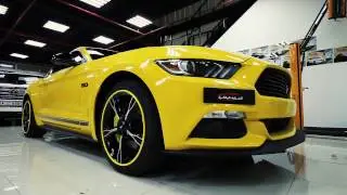 yellow Mustang GT 2016 calipers wrapped  with yellow reflective foil  by RoyalCar3M