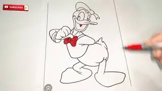 Donald Duck. Colouring and painting for kids and toddlers. Galaxy art