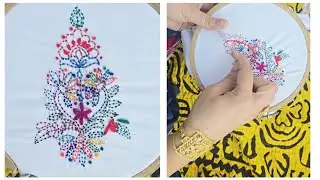 Kacha Tanka Flower Embroidery| Multicolor Hand Embroidery Design| Embroiderd Flower Banane ka tareka