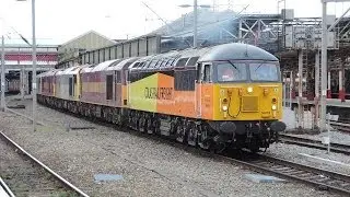Colas 56078 & 66846 on 0X60 hauling 5 Ex EWS Class 60's! at Crewe 10/4/2014