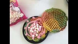 Rainbow Waffles and Colorful Pudding Cocktail for Kids! Bunte Waffeln f&uuml;r Kinder